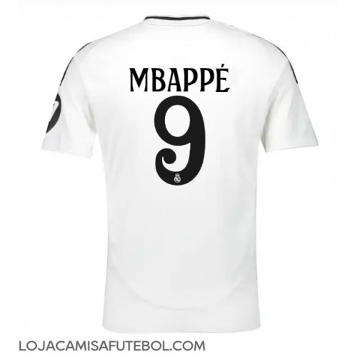 Camisa de Futebol Real Madrid Kylian Mbappe #9 Equipamento Principal 2024-25 Manga Curta